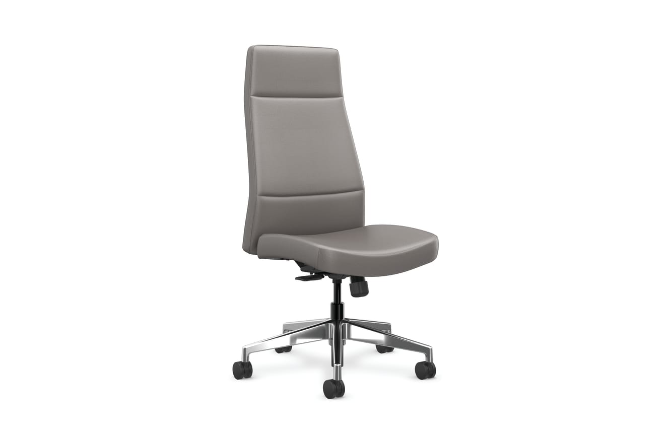 Cofi executive high-back chair with solid stitch shown in leather