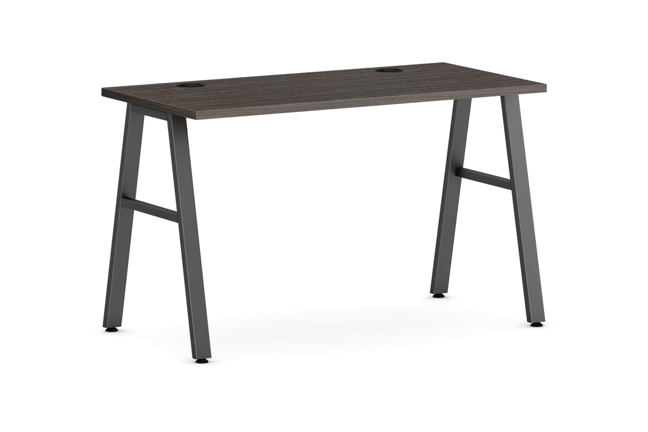 Mod Table Desk in Slate Teak with Black Legs