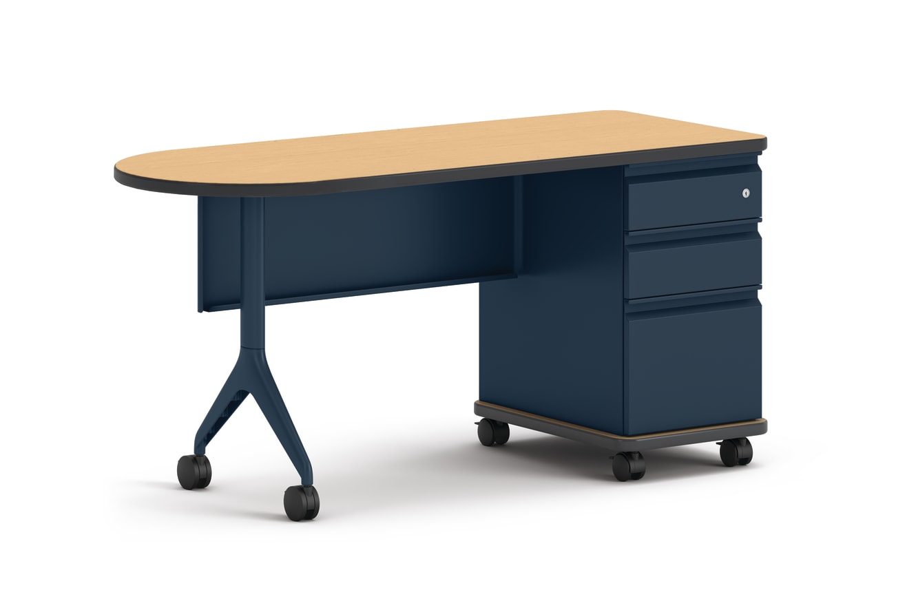Teacher Station – Value Single Pedestal with Modesty Panel