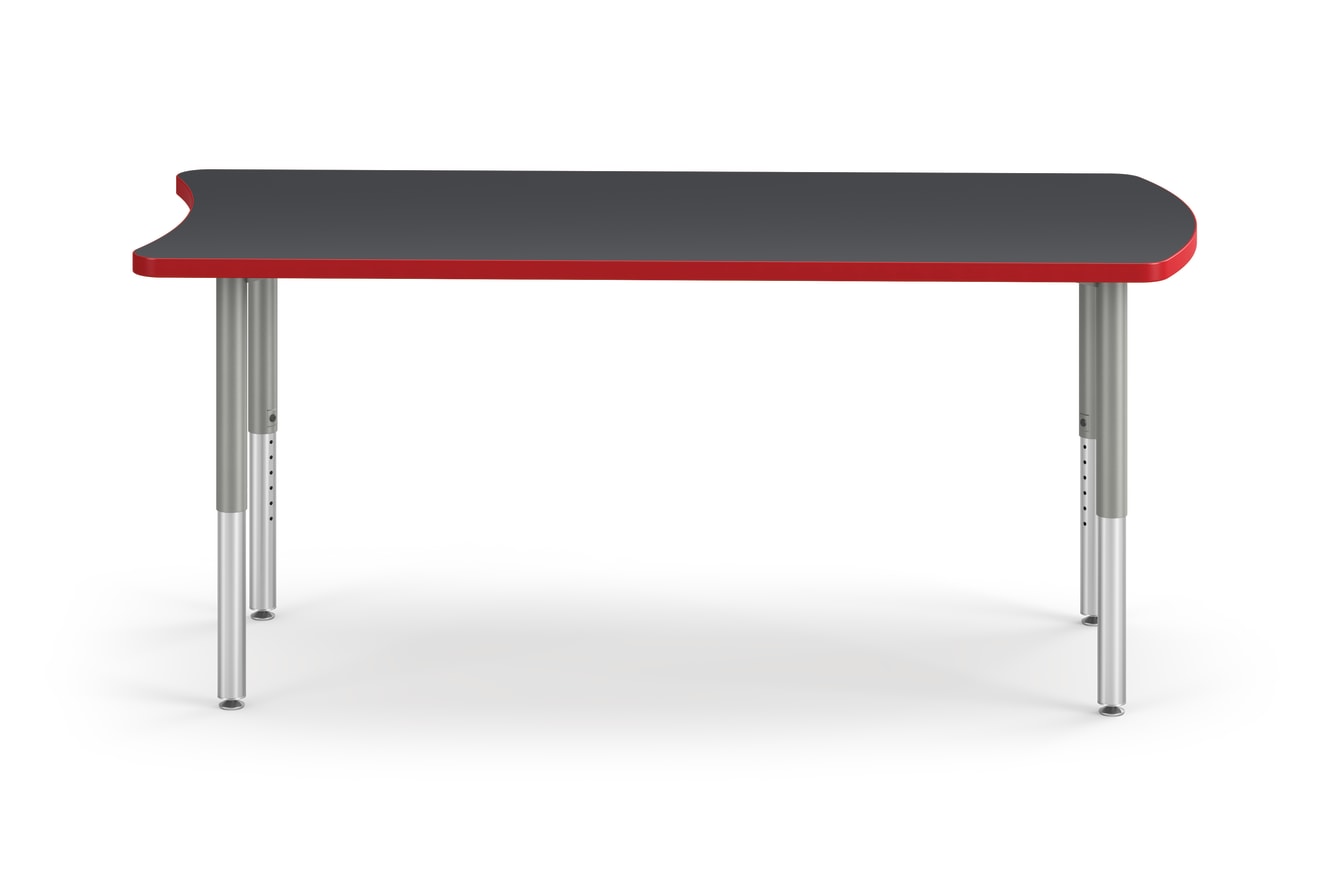 Front View of Charcoal Dart Build Table with Red Edge Band