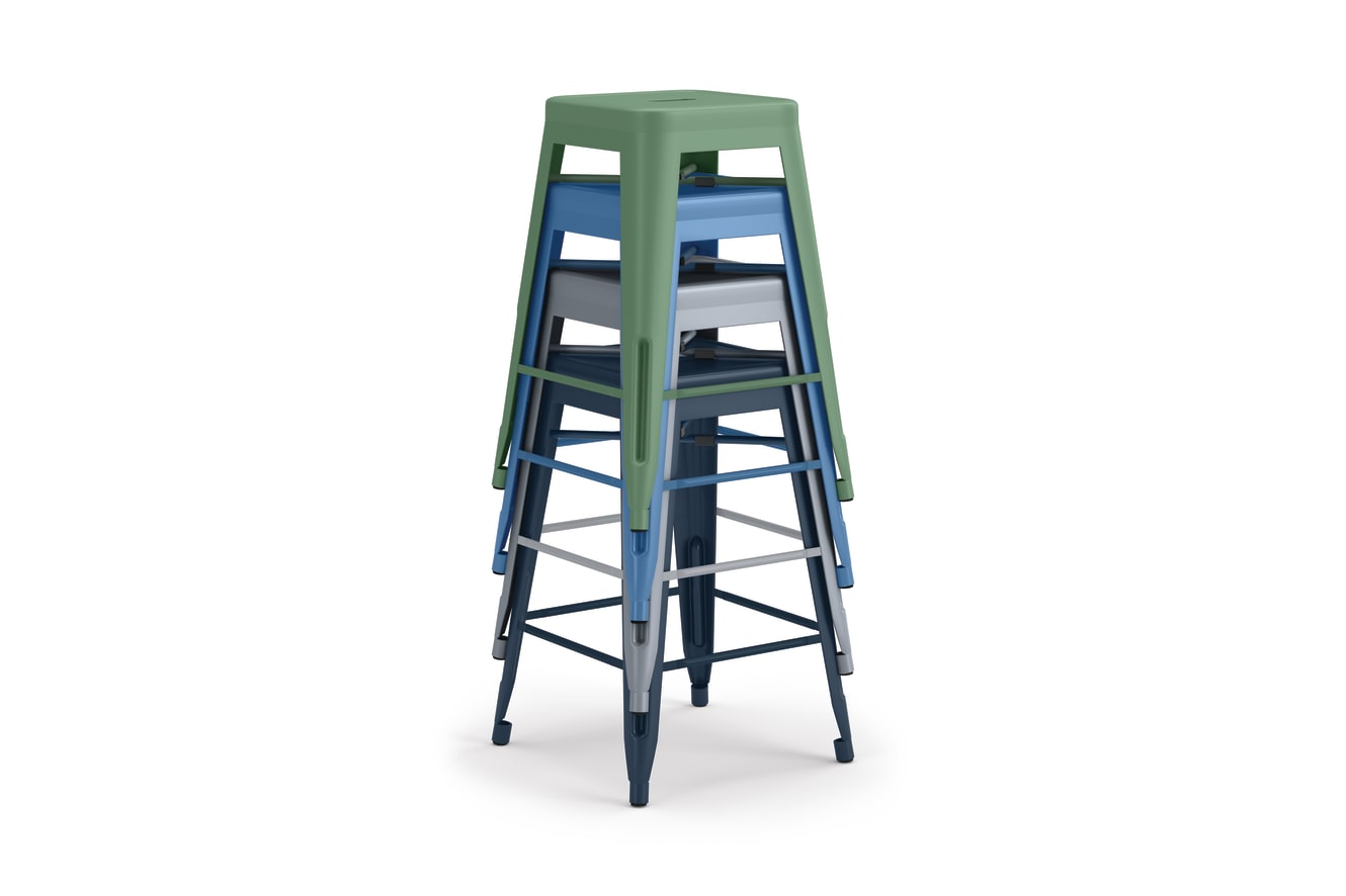 Stack of Fern, Baltic, Cove, and Regatta Build Counter Height Makerspace Stools