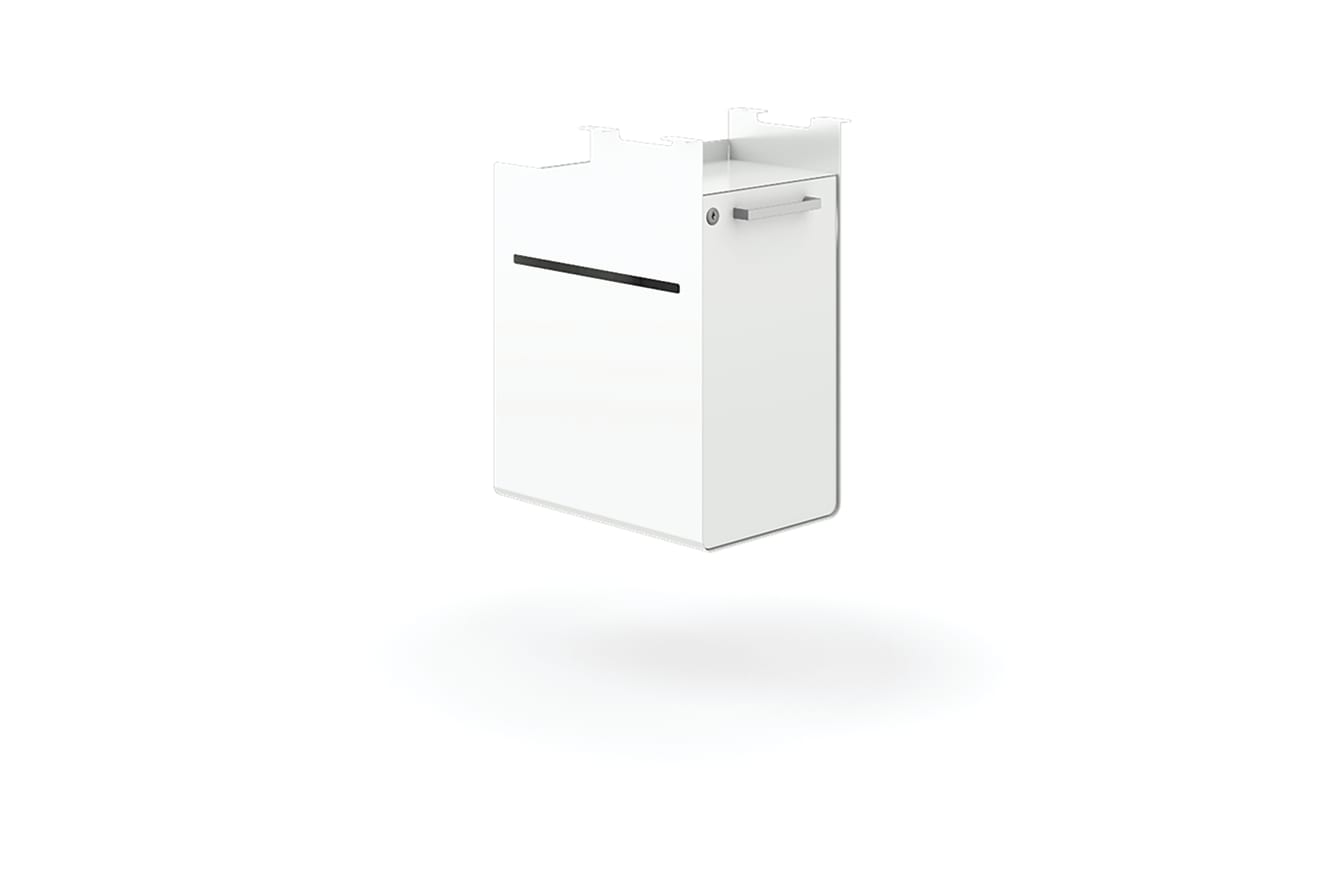 Fuse undermount storage cubby with locking door