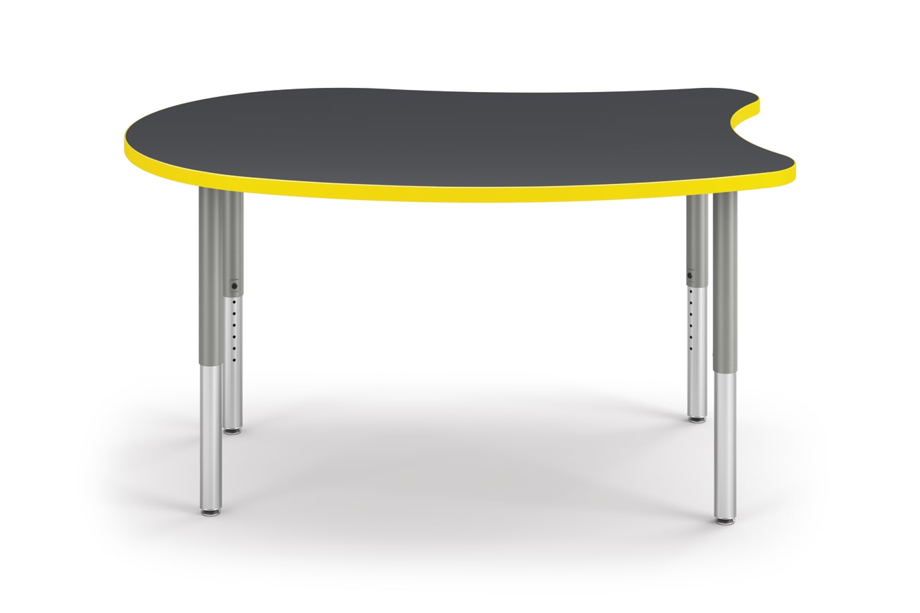 Front View of Charcoal Spooky Build Table with Yellow Edge Band