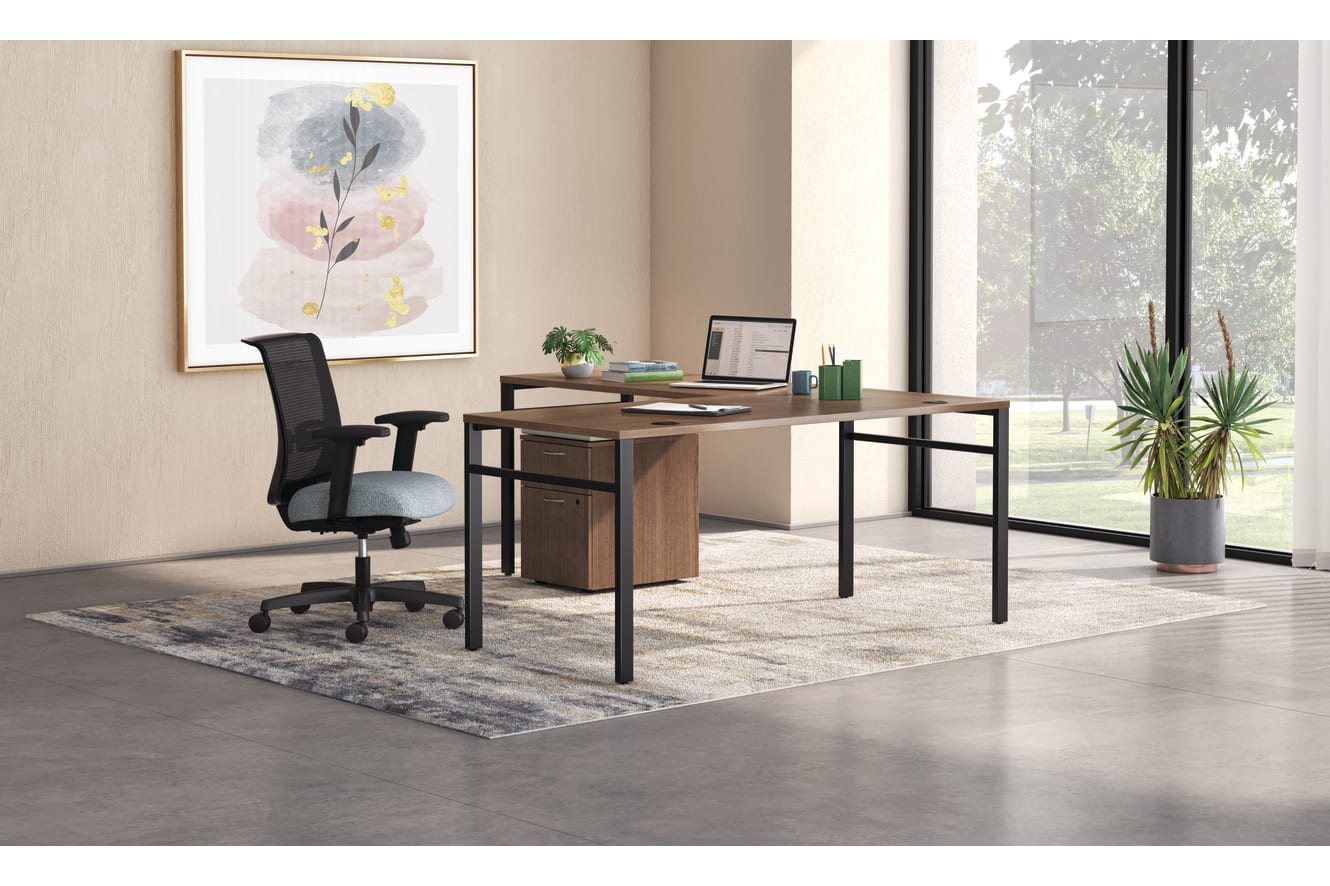 Mod desk and table with Convergence seating.