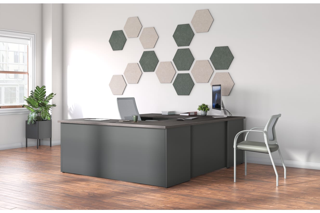 Abode desking system with Ignition task and guest seating.