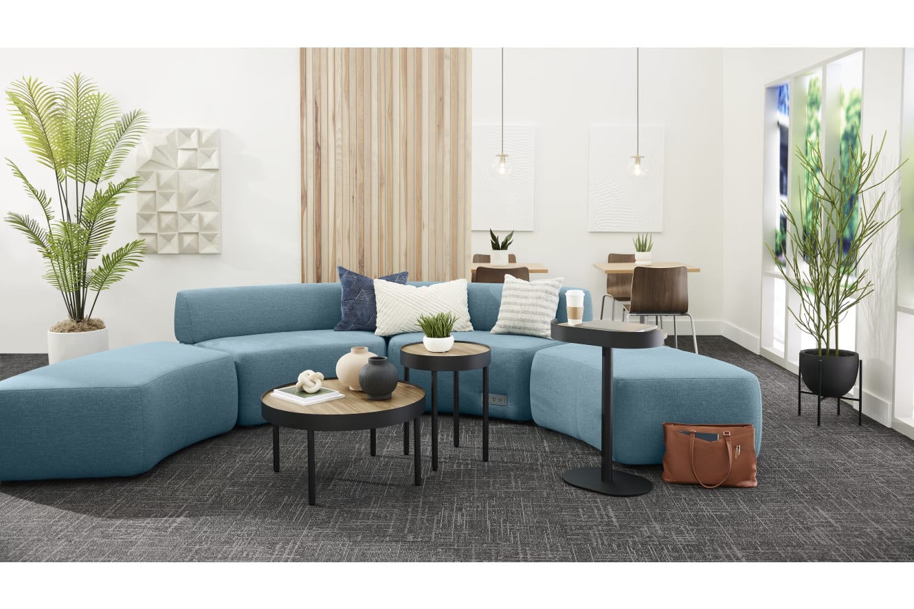 SoCo Modular Lounge with Sculpt Occasional Tables.