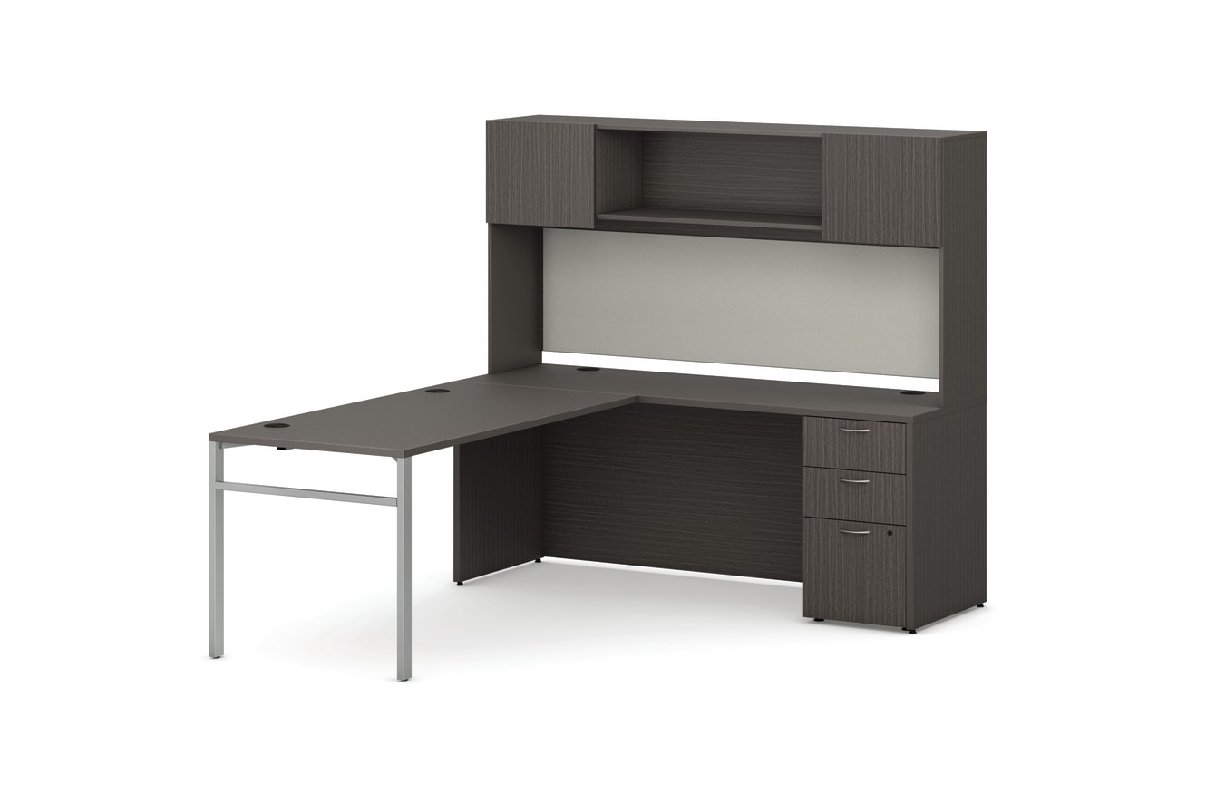 Mod L-Station Desk Typical With H-Leg