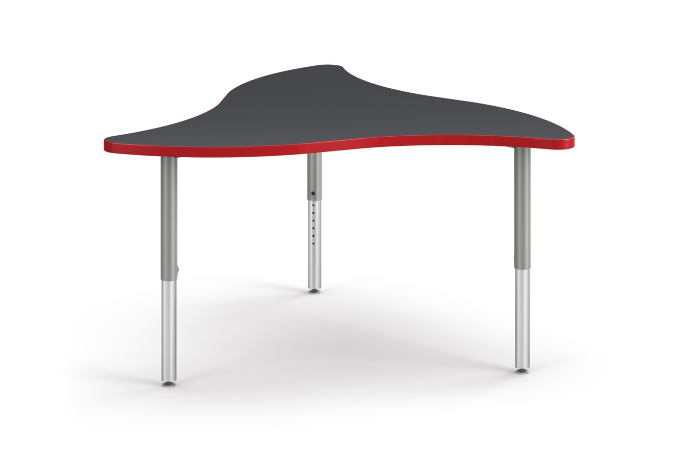 Front View of Charcoal Snap Build Table with Red Edge Band