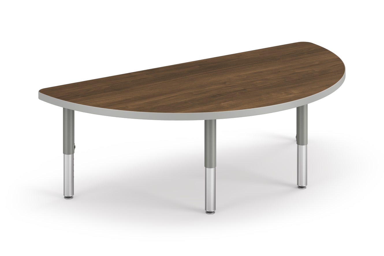 Right 3/4 View of Pinnacle Half Round Youth-Height Build Table.