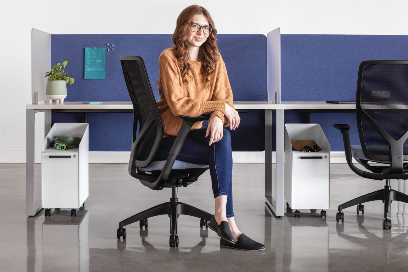 Flexion Seating, Voi Desks, Fuse Storage, Universal Screens