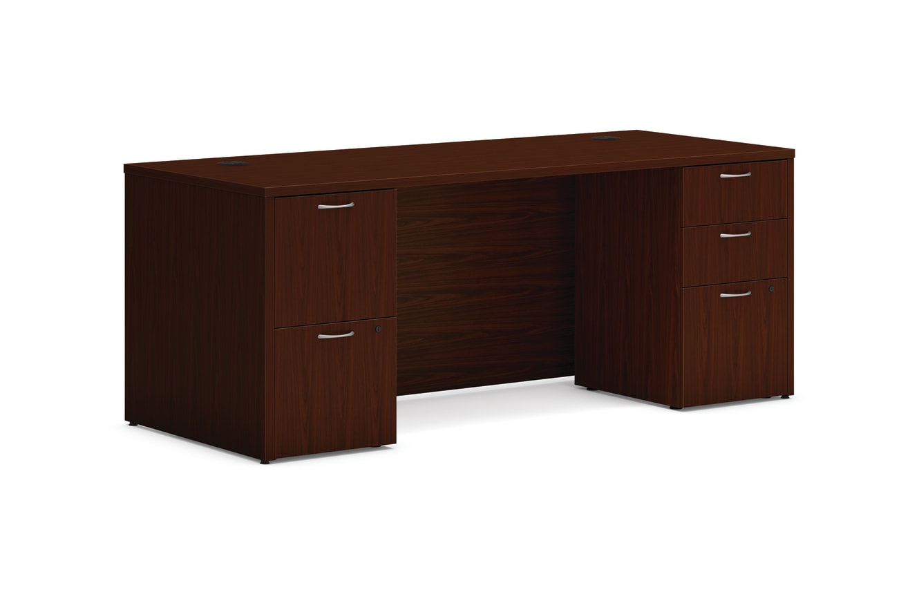 Mod double pedestal desk in Traditional Mahogany