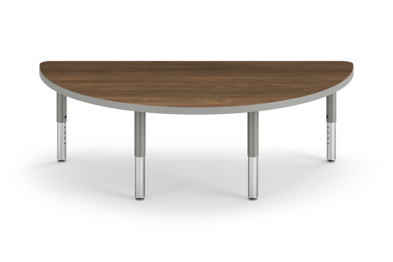 Front View of Pinnacle Half Round Youth-Height Build Table.