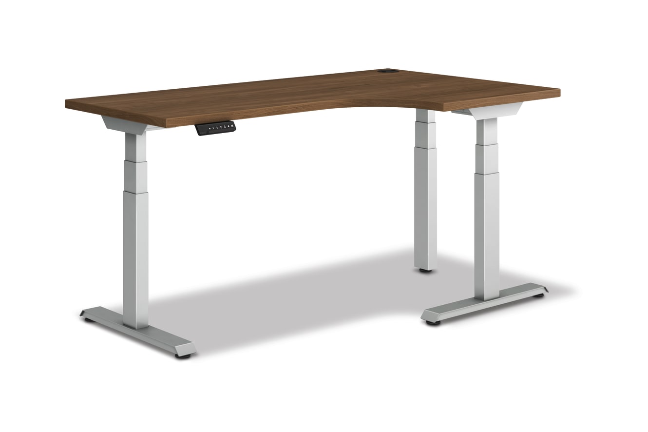 HON Coordinate height-adjustable 3-leg/3-stage, T-Foot table base in Silver finish with Pinnacle top.