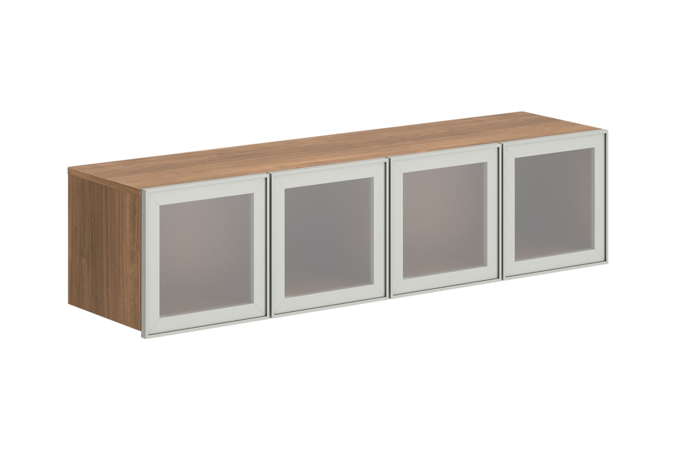 Overhead Cabinet with 4 Frosted, Metal Frame Doors