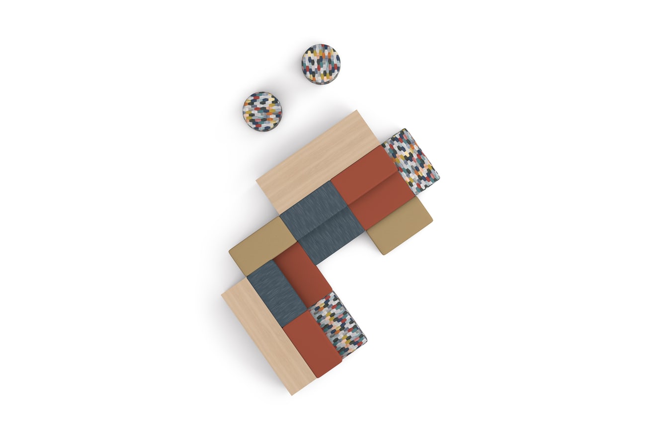 Storyline storage with Tangram seating and Flock minis.