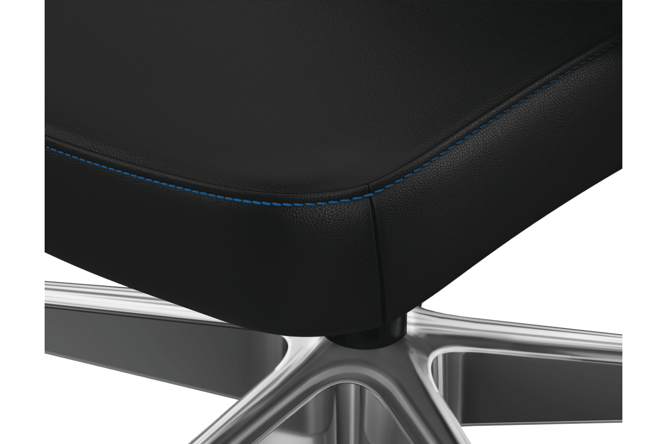 Cofi chair Blue seat stitch detail