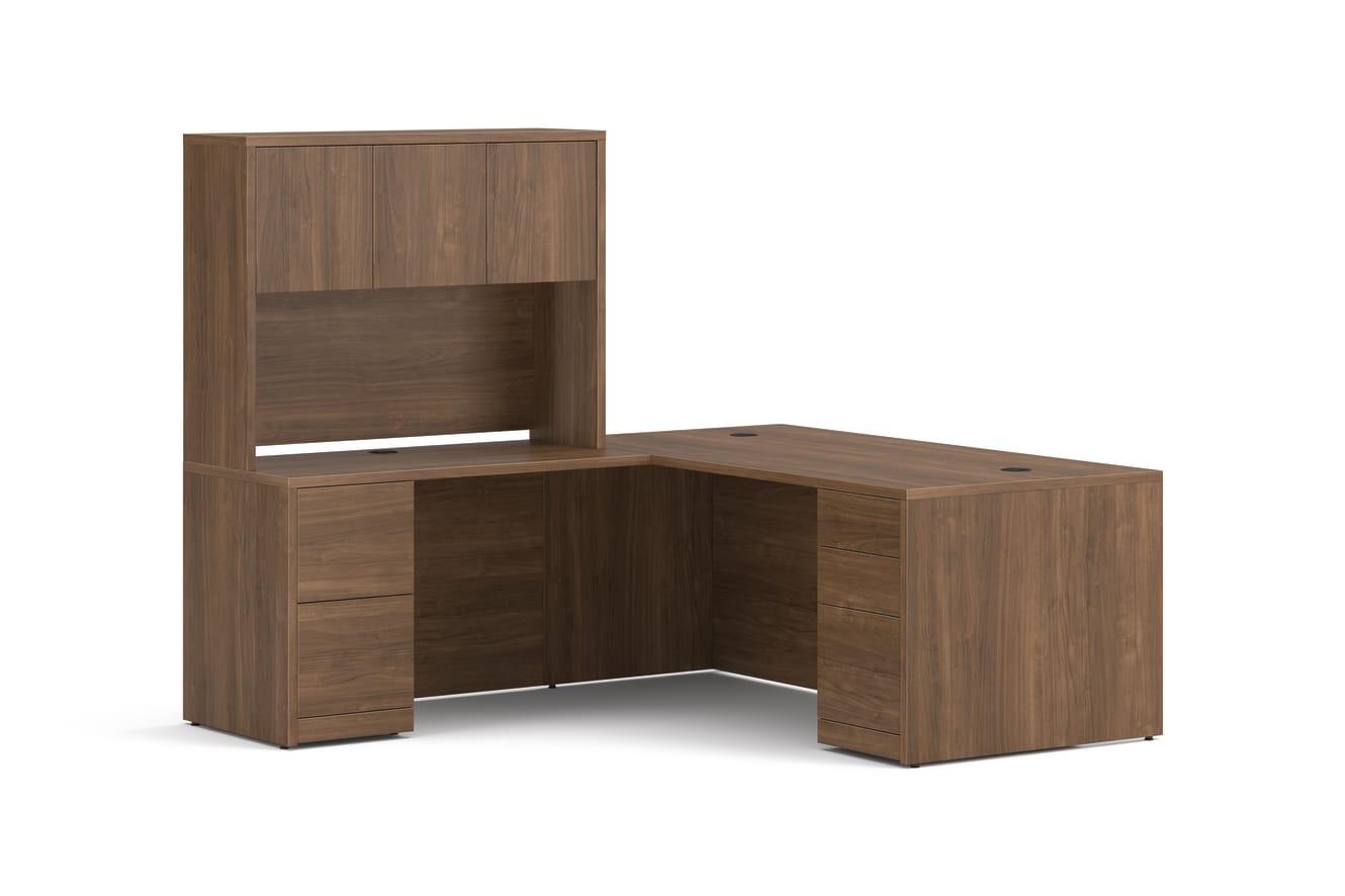10500 Series L-Desk with Stack-on Storage in  Pinnacle Laminate.