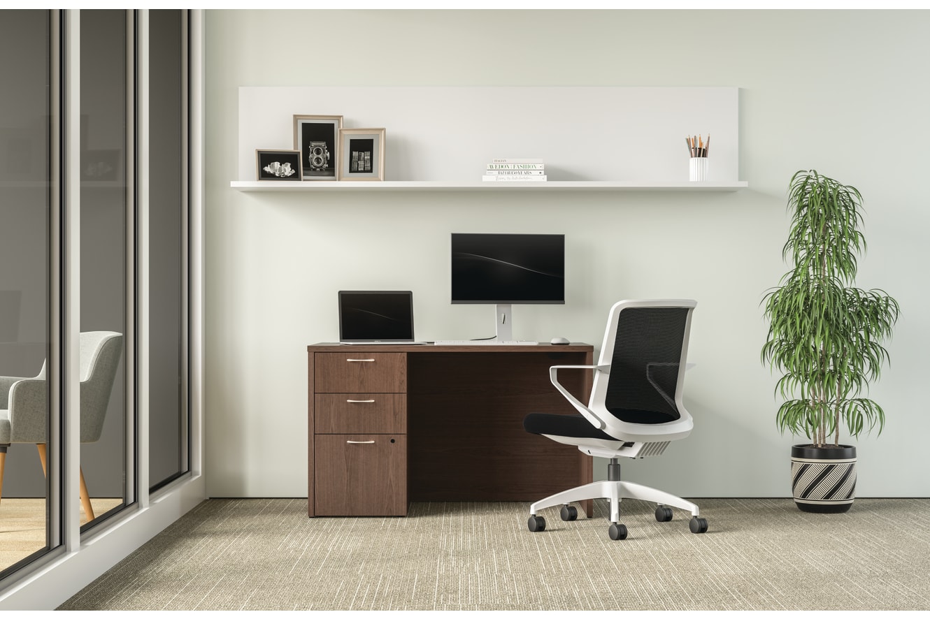 Mod in Sepia Walnut with Cliq task chair