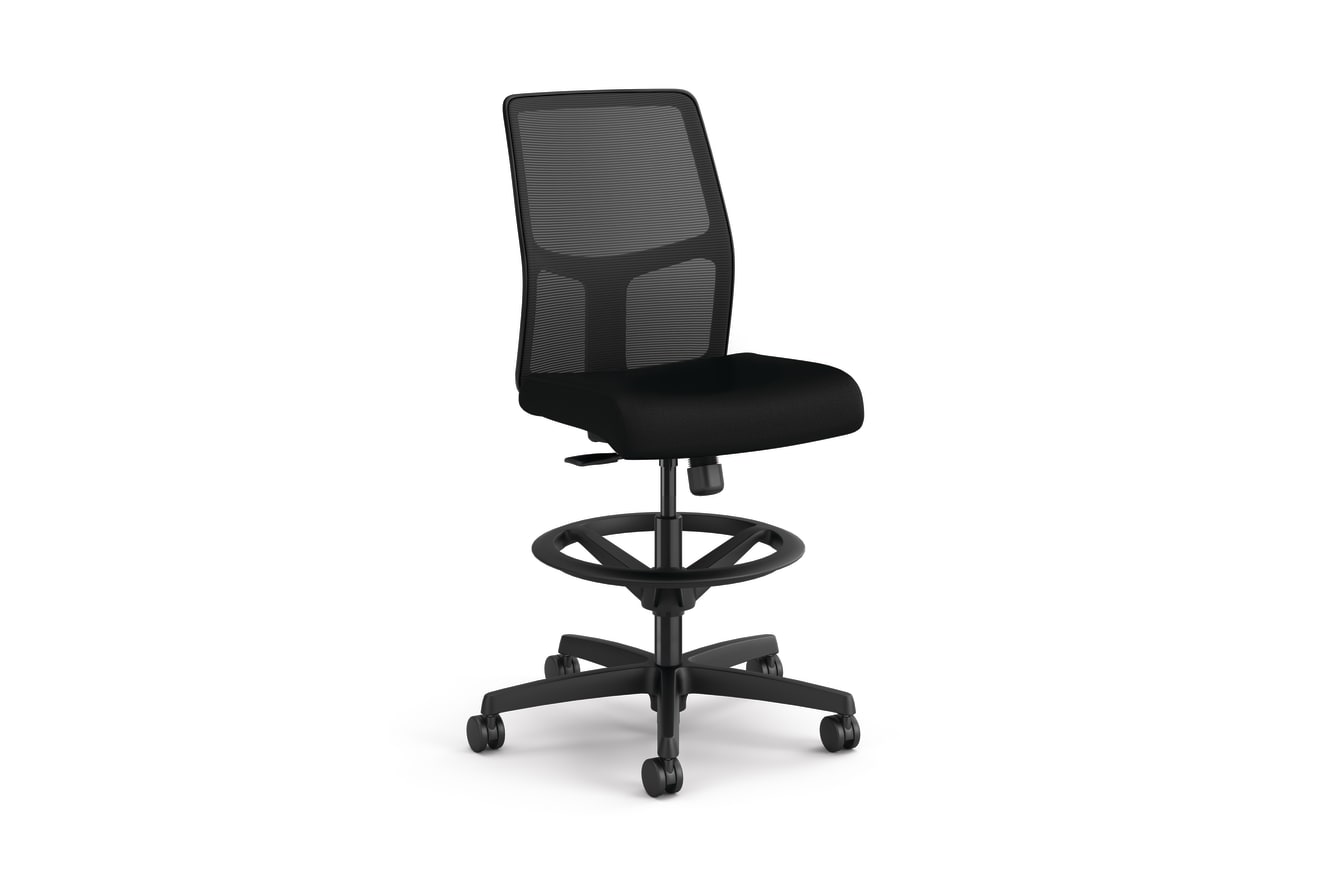 HITSM Ignition 2.0 task stool with black mesh back and CU10 Centurion Black fabric.