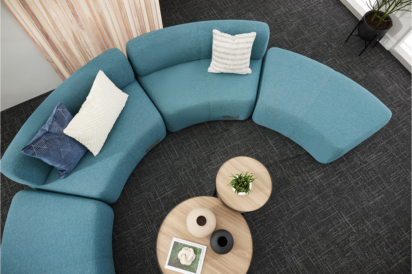 SoCo Modular Lounge with Sculpt Occasional Tables.