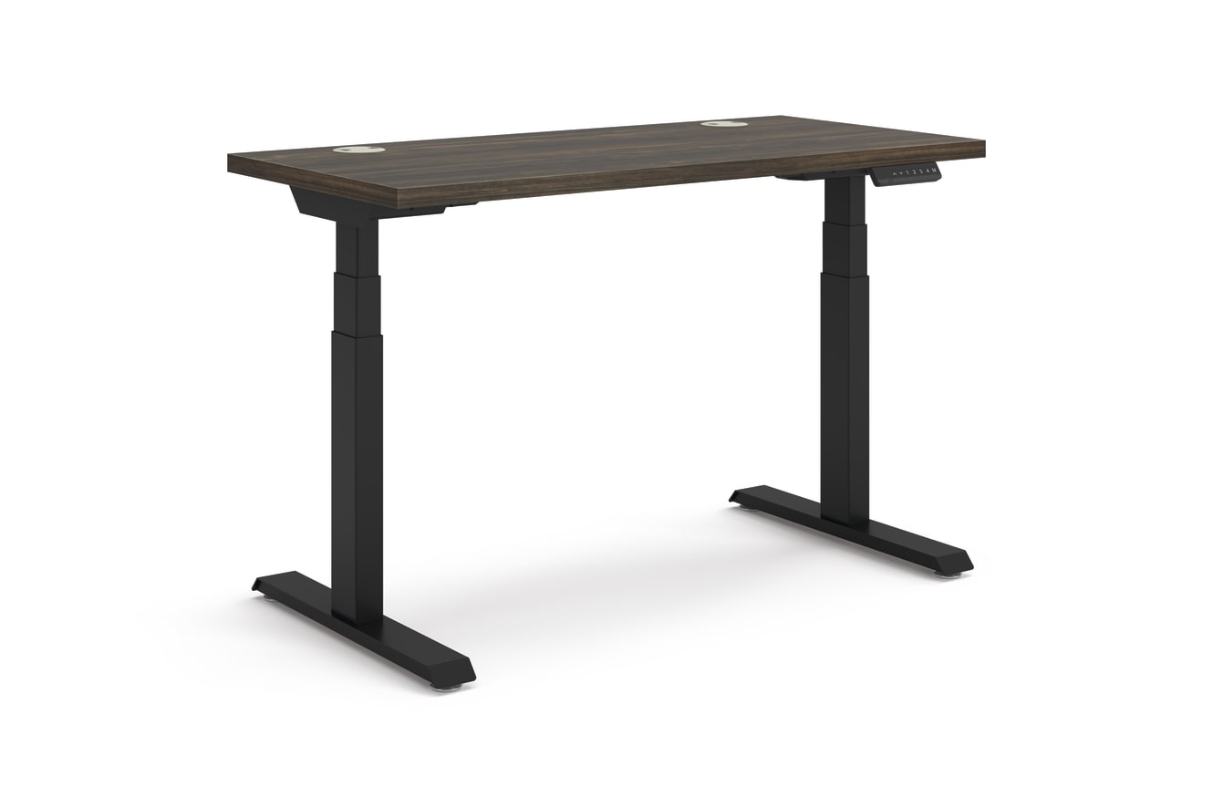 Coordinate Height Adjustable Table in Florence Walnut Top and Black Base