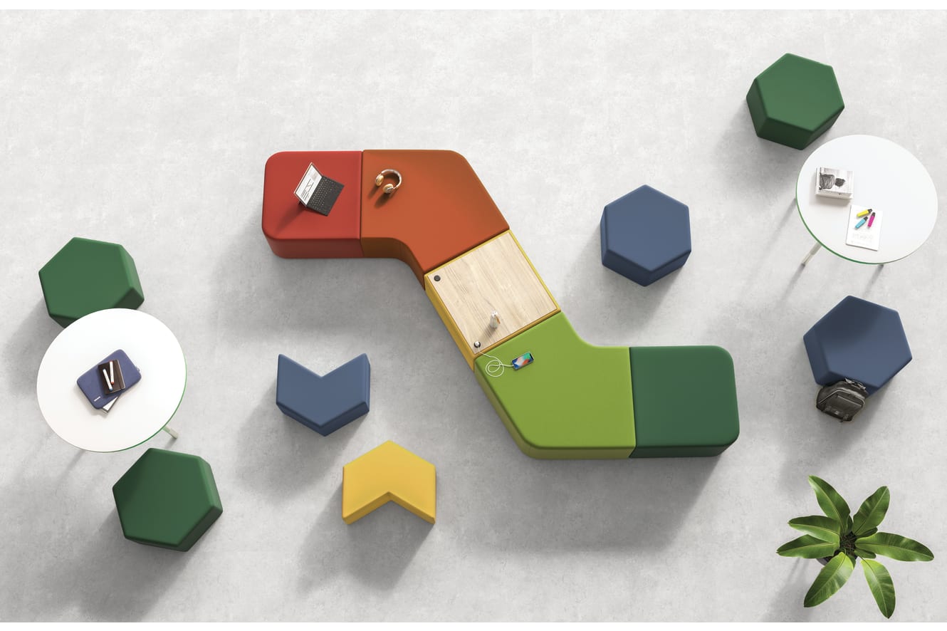 Tangram soft seating with Build tables