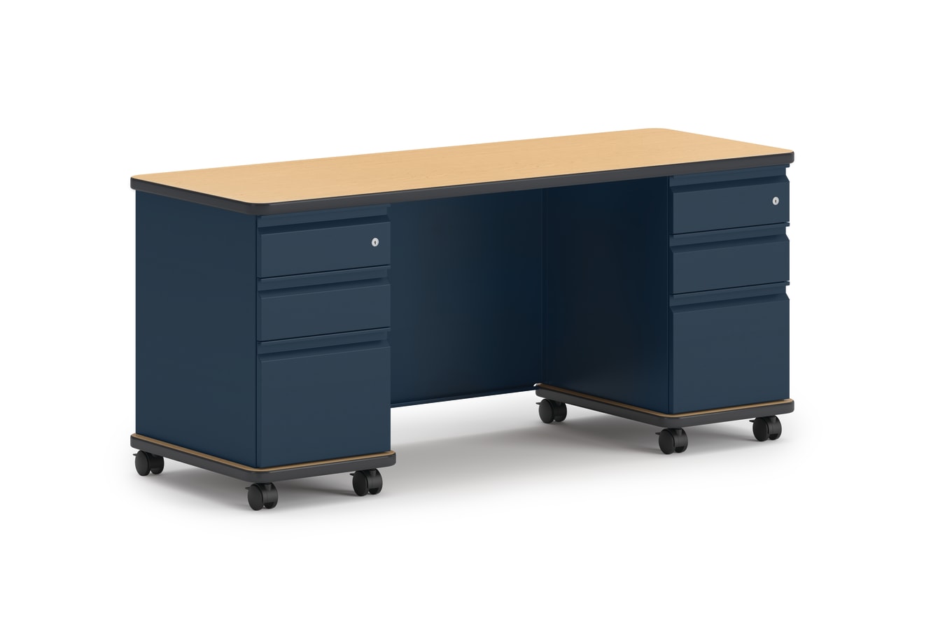 Teacher Station – Value Double Pedestal with Modesty Panel