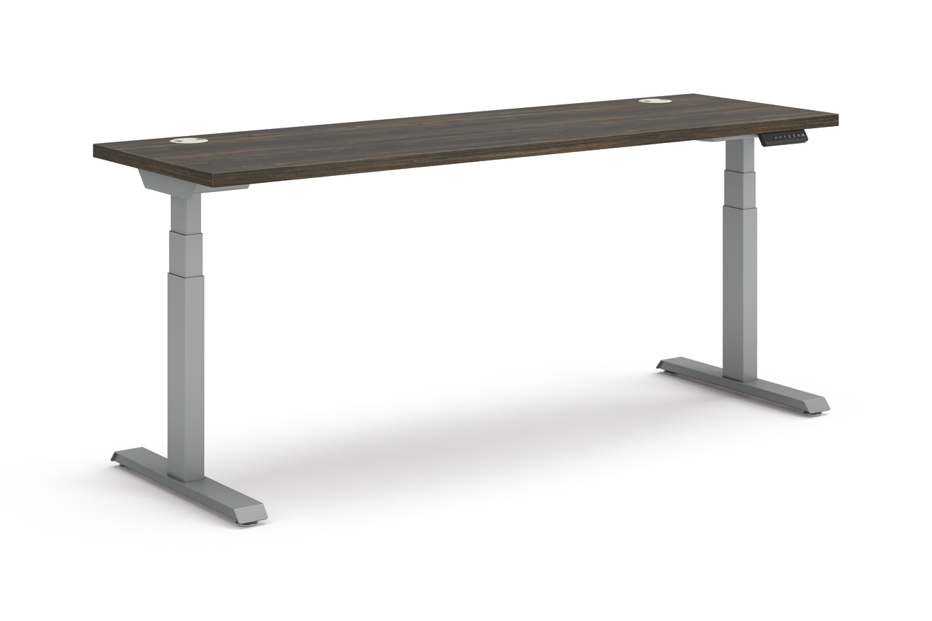 Coordinate Height Adjustable Table in Florence Walnut Top and Sliver Base