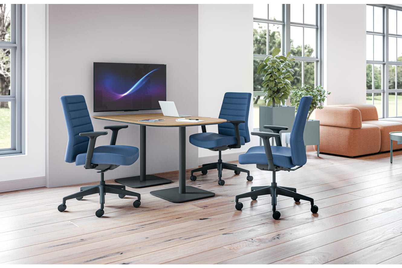 Cofi Managerial Chairs with Birk Table and Soco Seating.