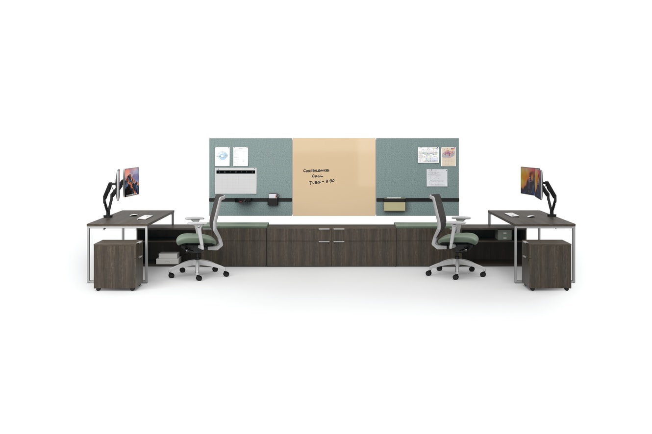 Voi teaming station with Workwall tiles and Solve seating