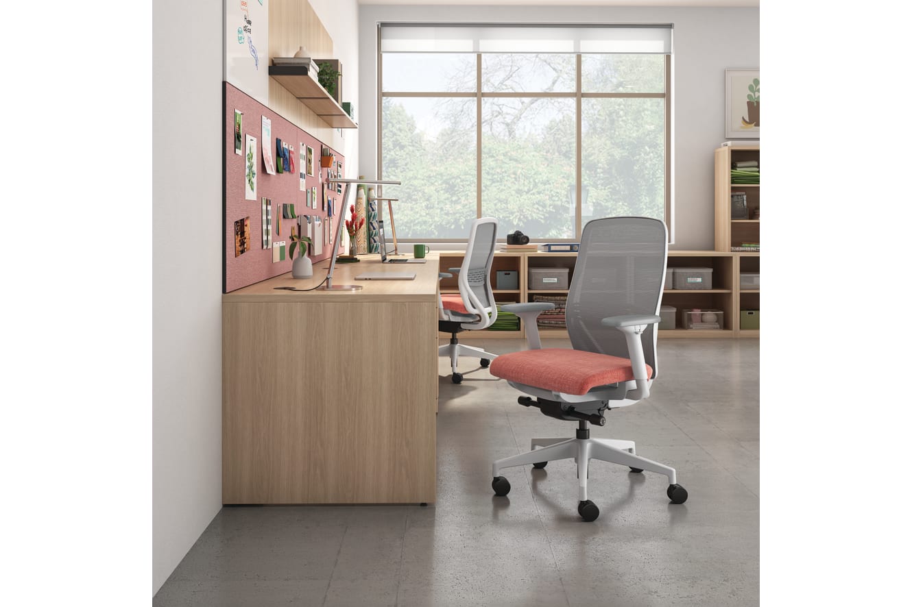 A designer's space featuring Nucleus task chairs and stools featuring 10500 Series storage.
