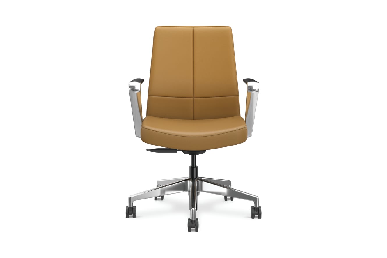 Cofi managerial back chair with quilt stitch shown in leather