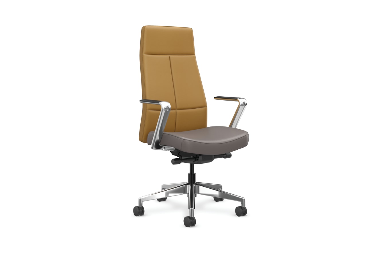 Cofi executive high-bacl chair with quilt stitch shown in leather