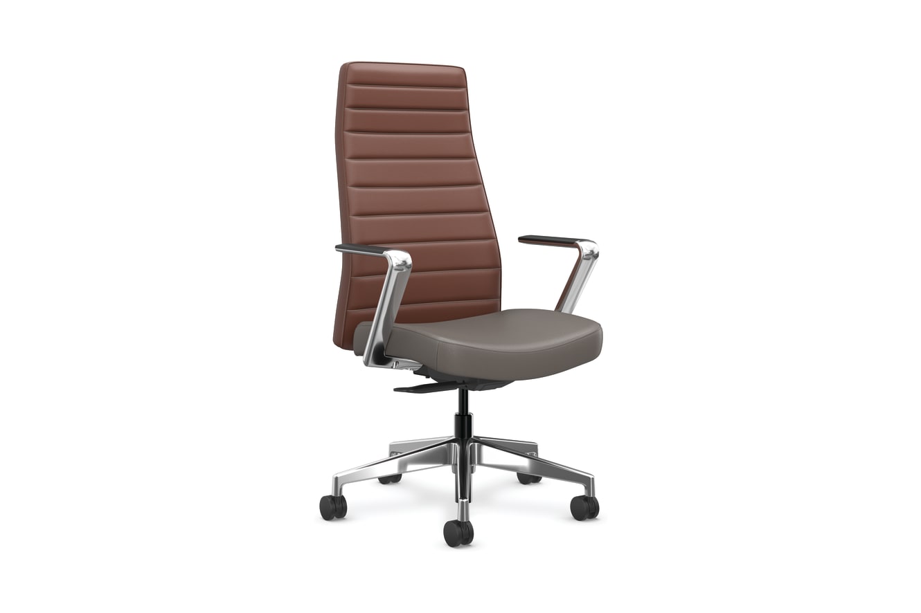 Cofi executive high-back chair with channel stitch shown in leather
