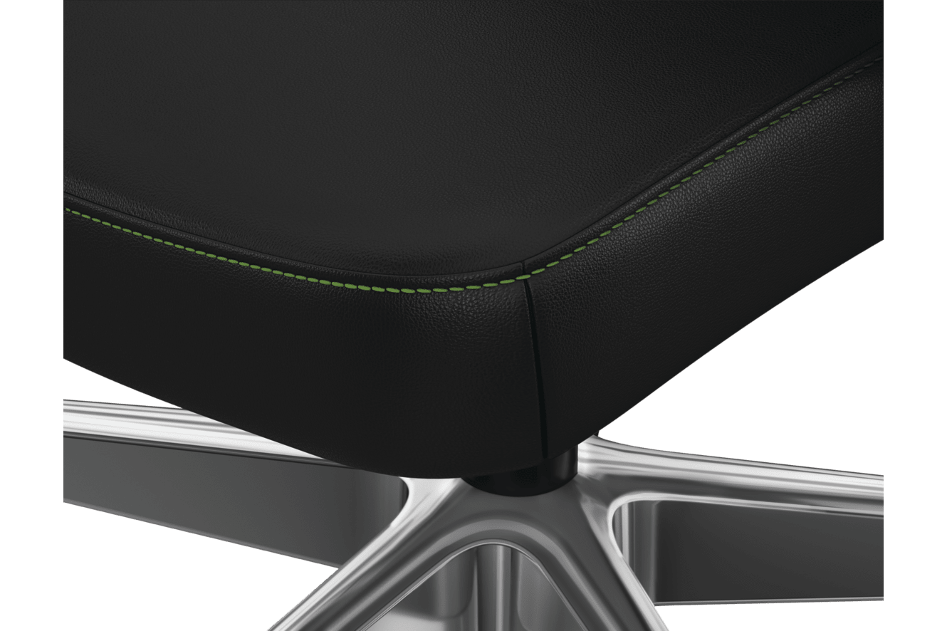 Cofi chair Medium Green seat stitch detail