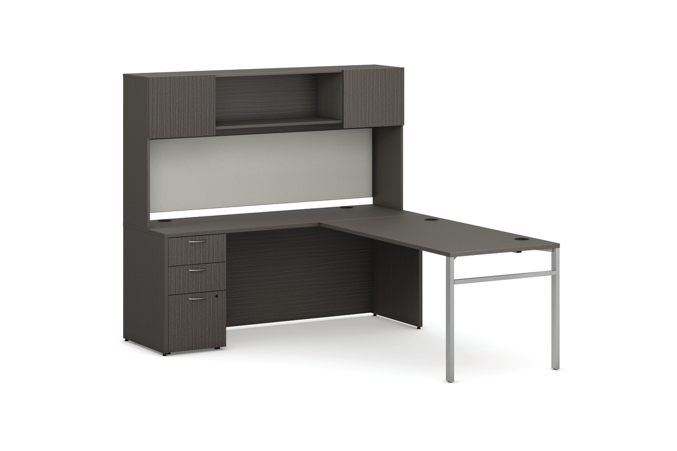Mod L-Station Desk Typical With H-Leg