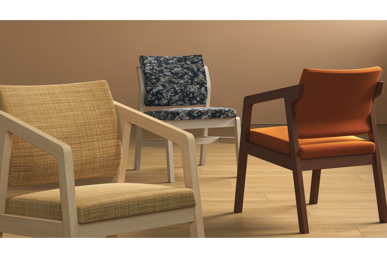 HON Confer Guest Seating in Seeds of Colour, daydreamer, and Wright fabrics from HBF Textiles