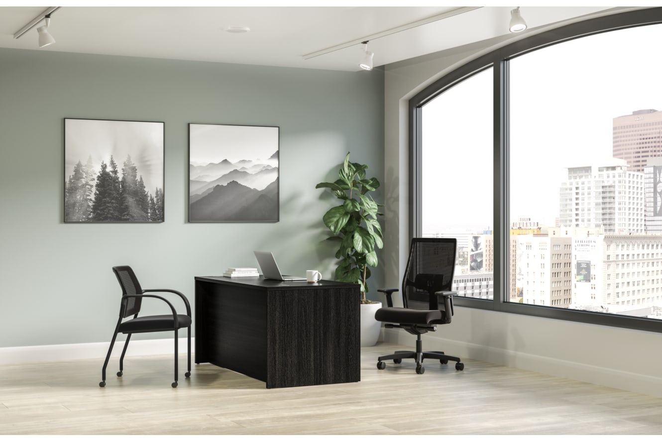 Mod desk in Java Oak with Ignition seating