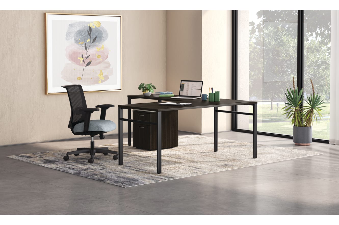 Mod desk and table with Convergence seating.