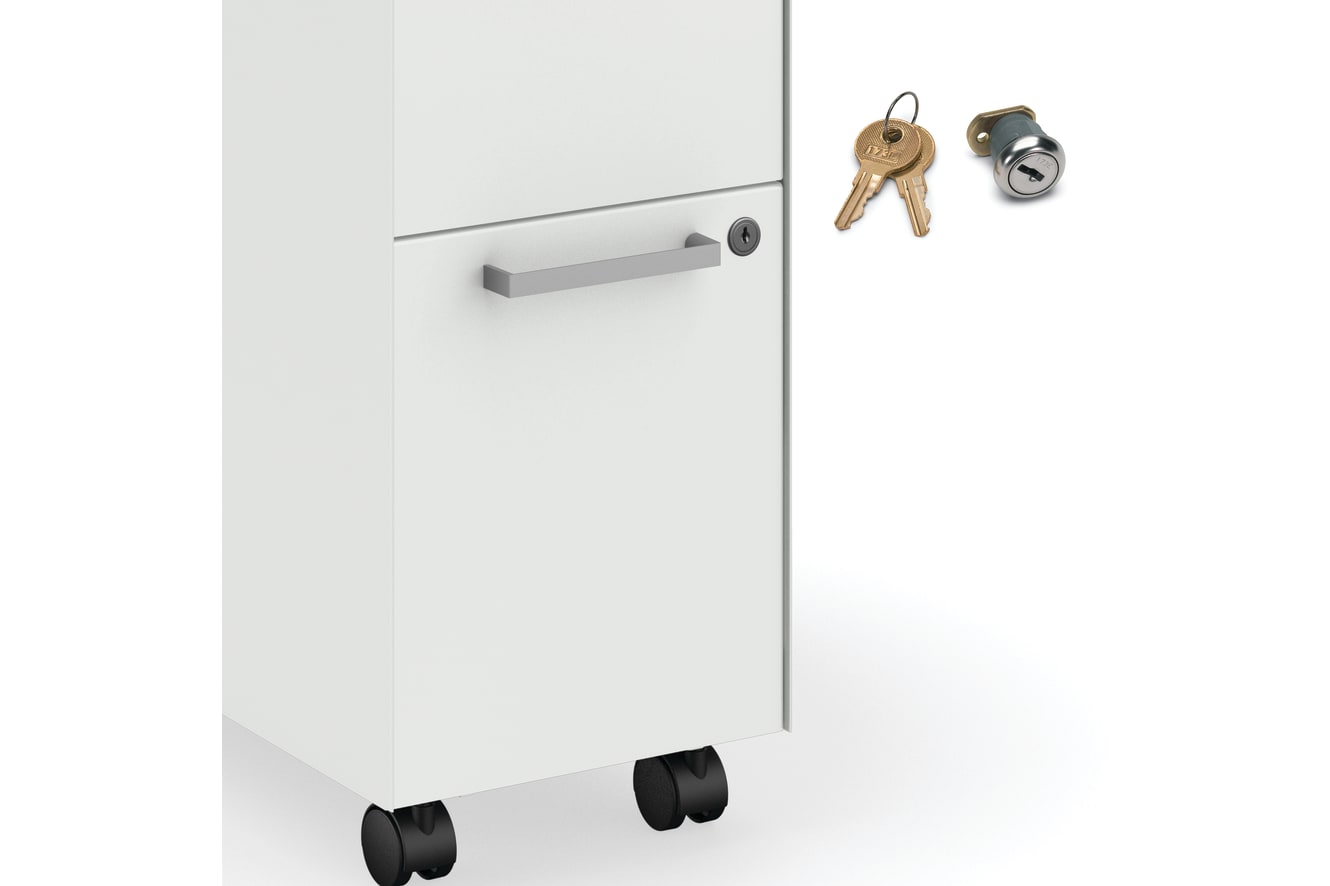 Fuse slim mobile pedestal in Designer White
