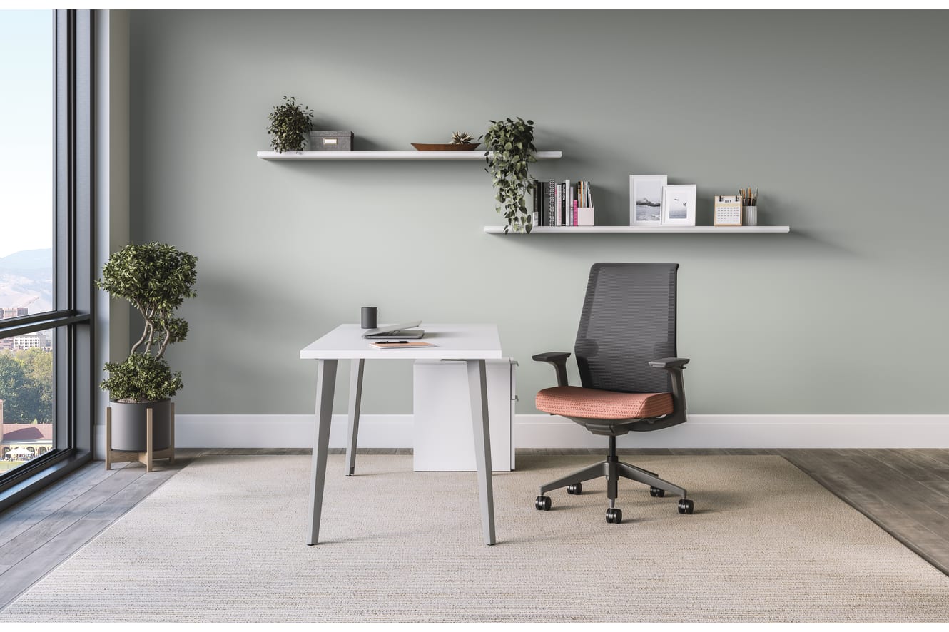 Cipher Task Chair with Voi Desk and Storage.