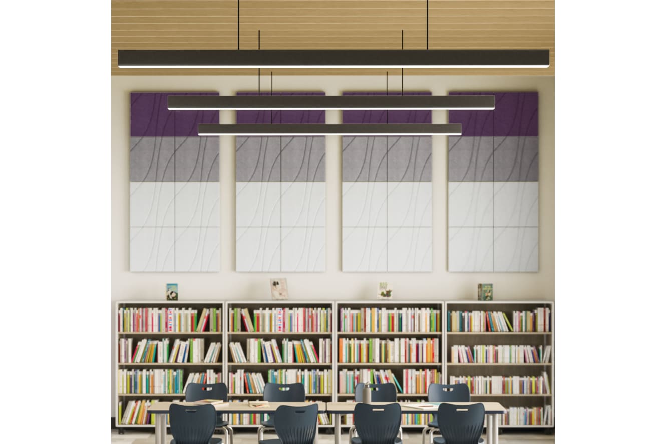Class-ifi Storage with Confetti Floor Lounge and Tangram Seating.