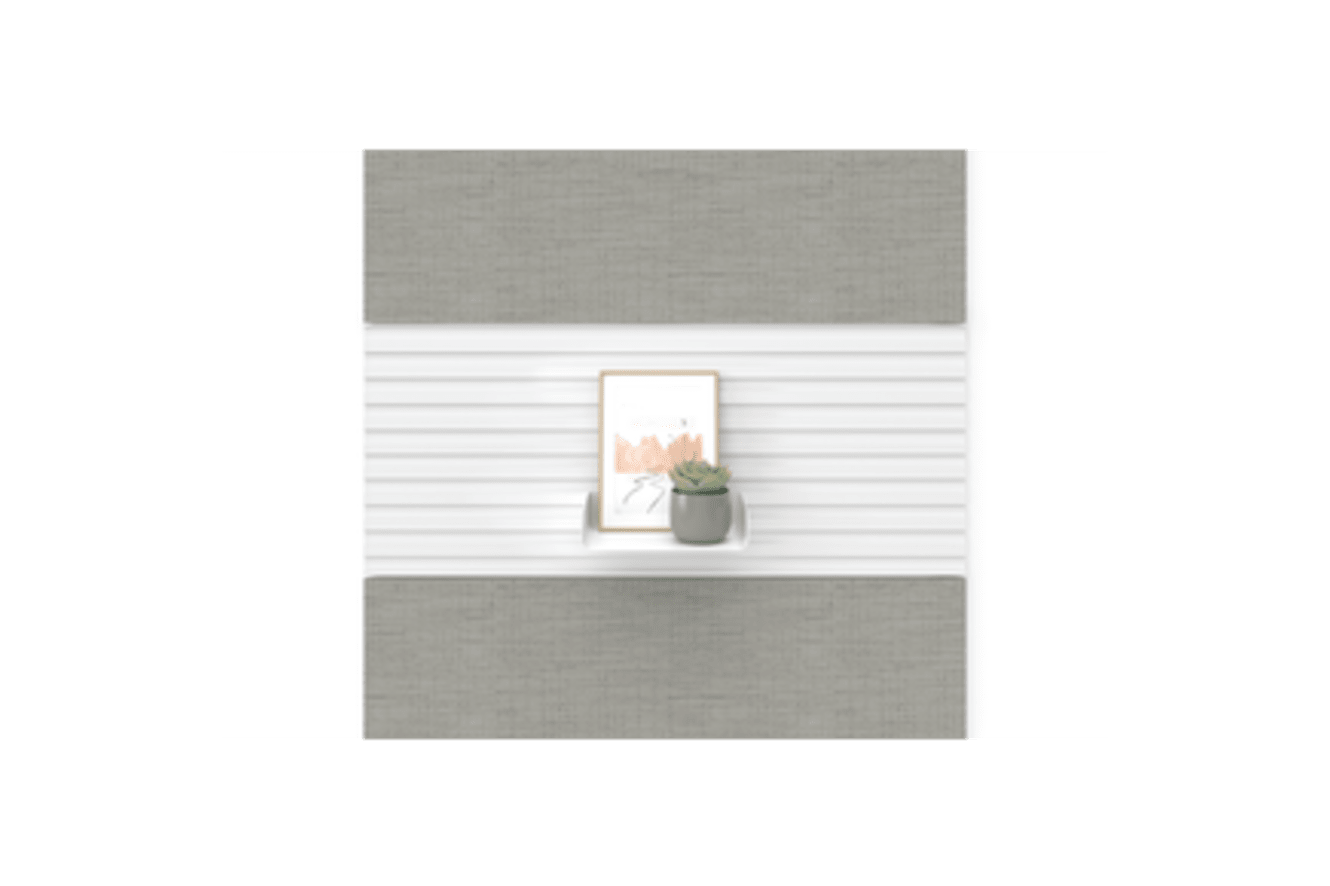 Workwall slotted tile closeup with attached tray.