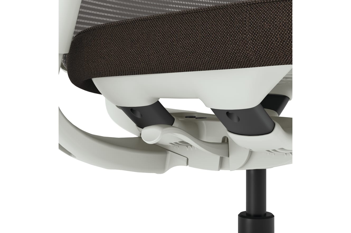 Up-close image of HON Flexion seat mechanism.