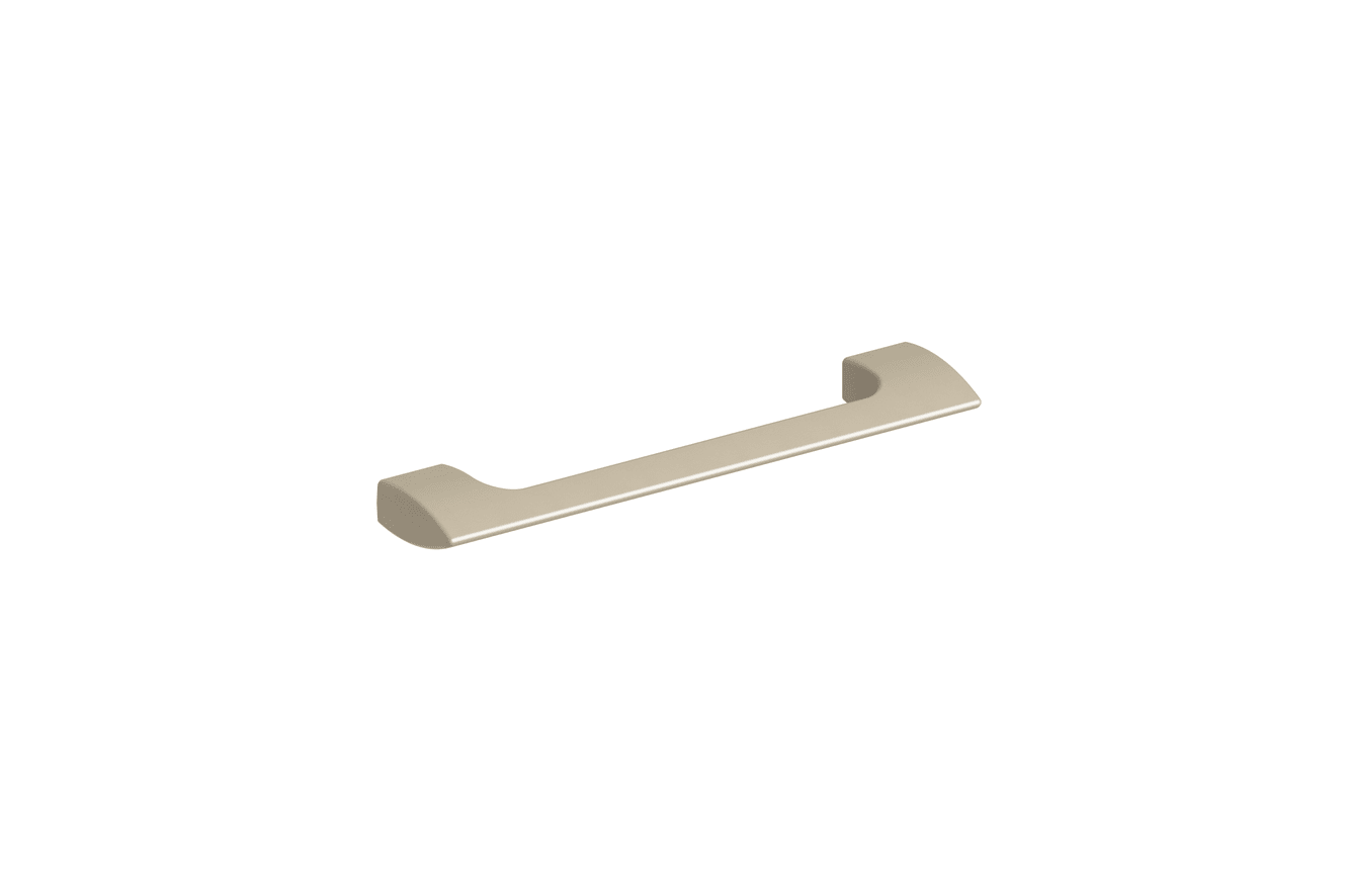 HON desks triangle bar pull in champagne metallic.