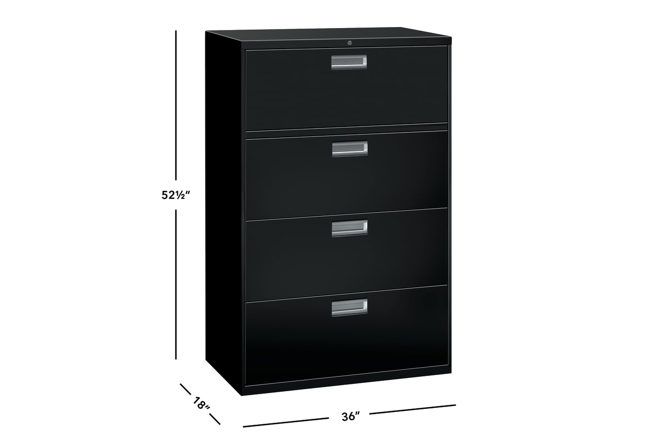 Brigade 600 Series 4-drawer lateral file cabinet in Black