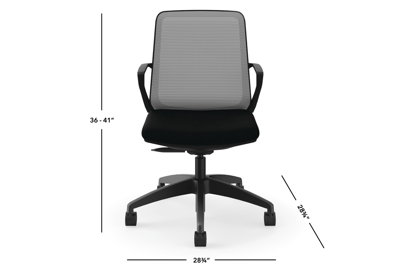 Cliq task chair in Black with Fog mesh and Black frame