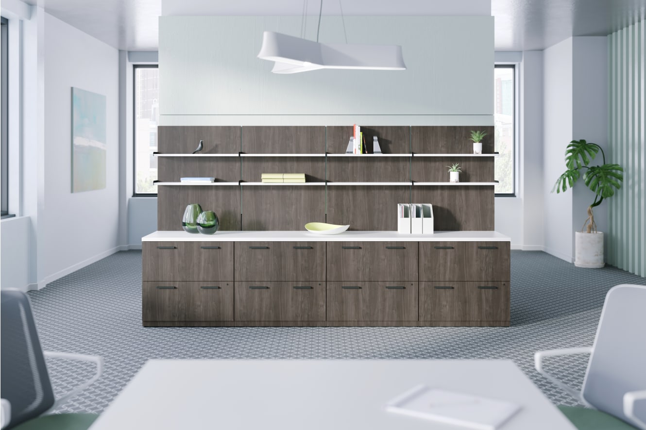 Concinnity storage with Workwall tiles in an open setting