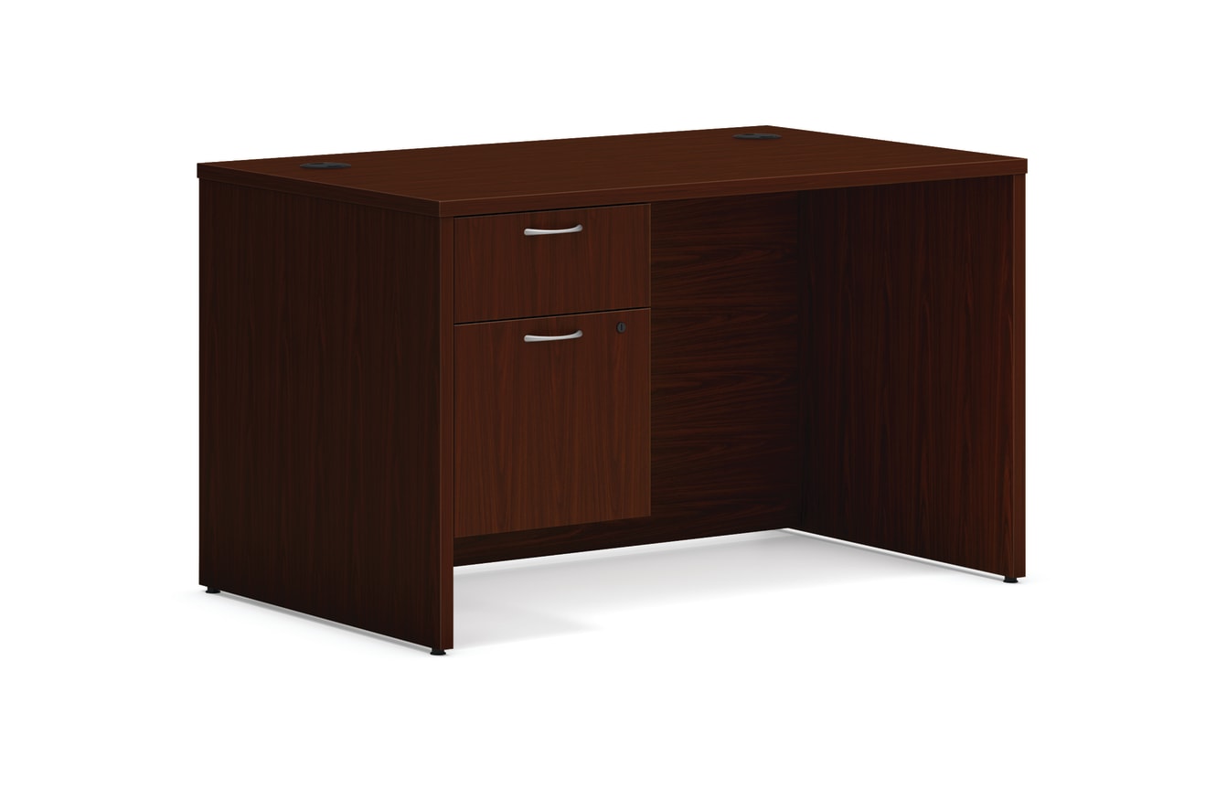 Mod single pedestal desk in Traditional Mahogany