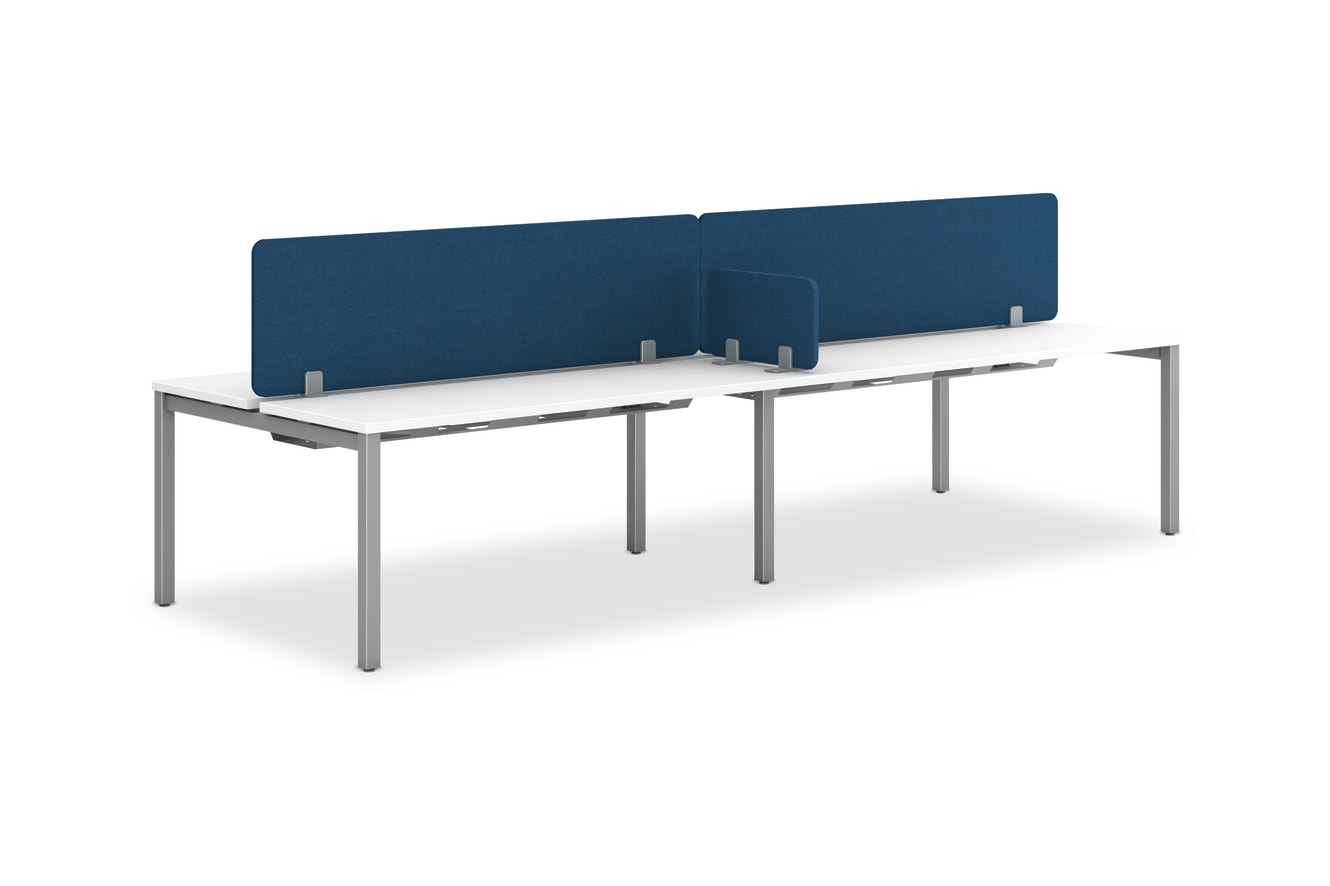 Fabric Empower and Sit-on-Surface Universal Screens shown with static Empower benching.